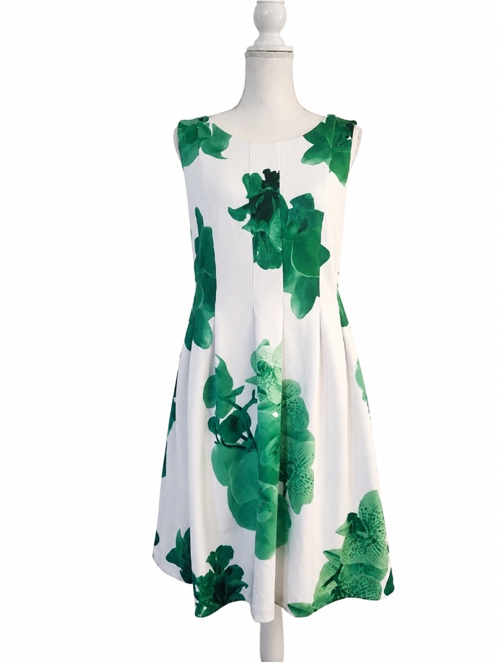 Calvin Klein Sleeveless A-Line Fit & Flare Floral Print Midi Dress
